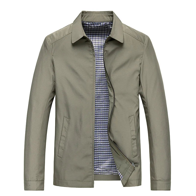 Contemporary men's flight jacket featuring a stand collar. Ideal for a versatile, casual and sleek style.