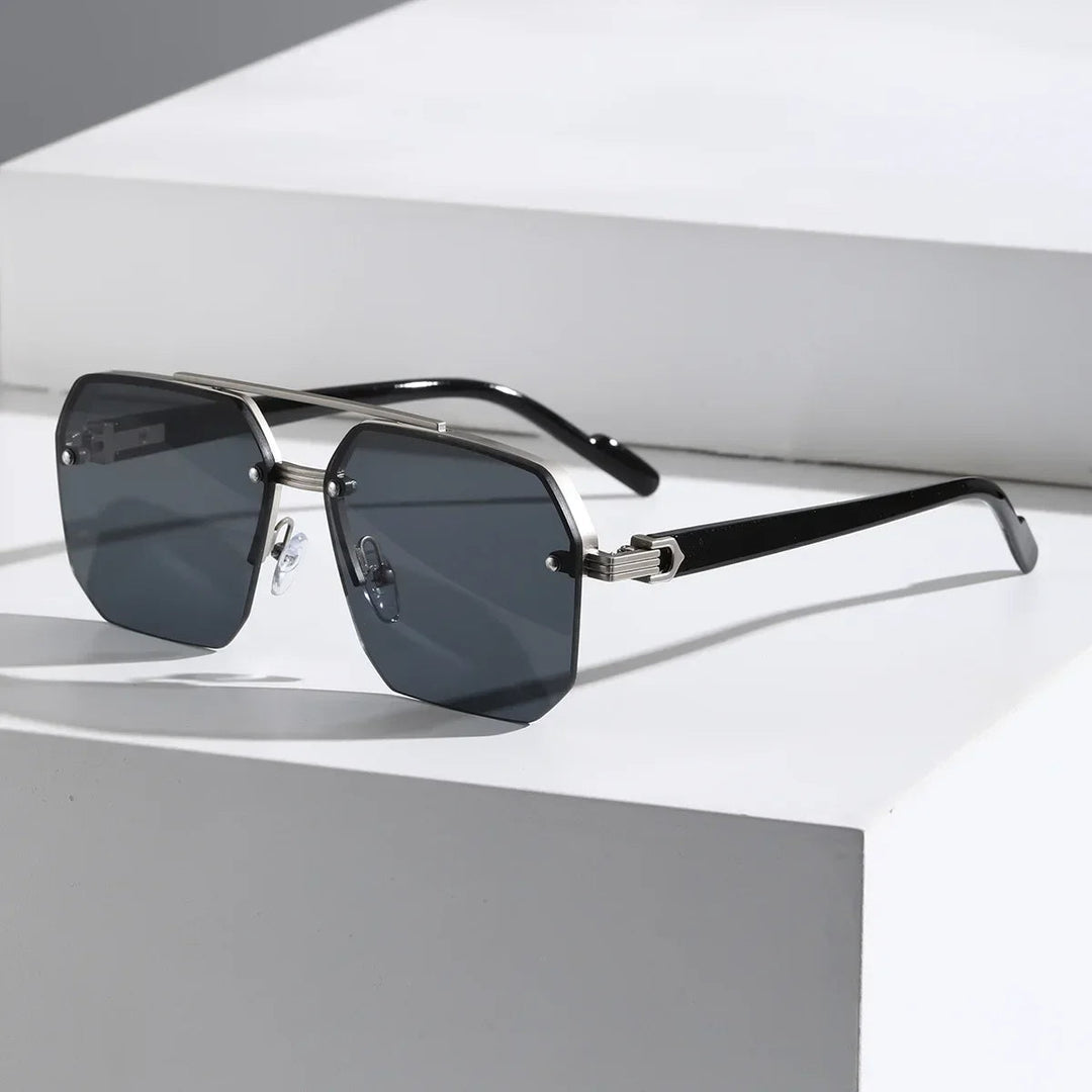 Amethyst purple men's geometric sunglasses. Modern, lightweight frames provide excellent UV protection and eye safety.