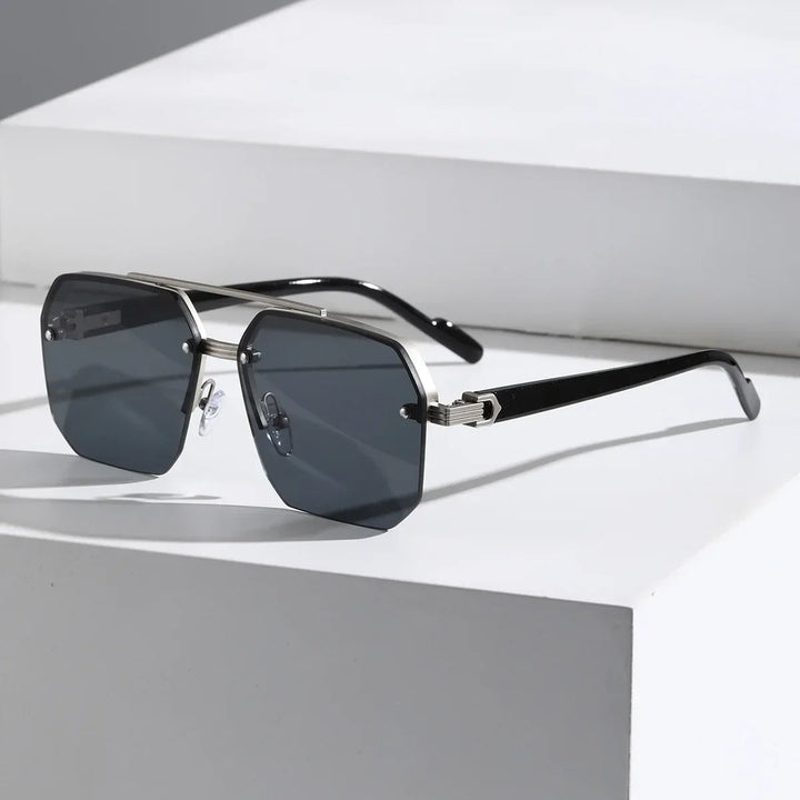 Amethyst purple men's geometric sunglasses. Modern, lightweight frames provide excellent UV protection and eye safety.