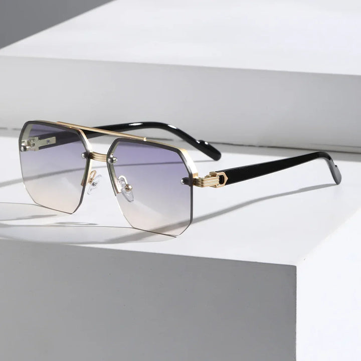 Modern men's geometric sunglasses, stylish and lightweight. Offers complete UV protection for eyes; a must-have accessory.