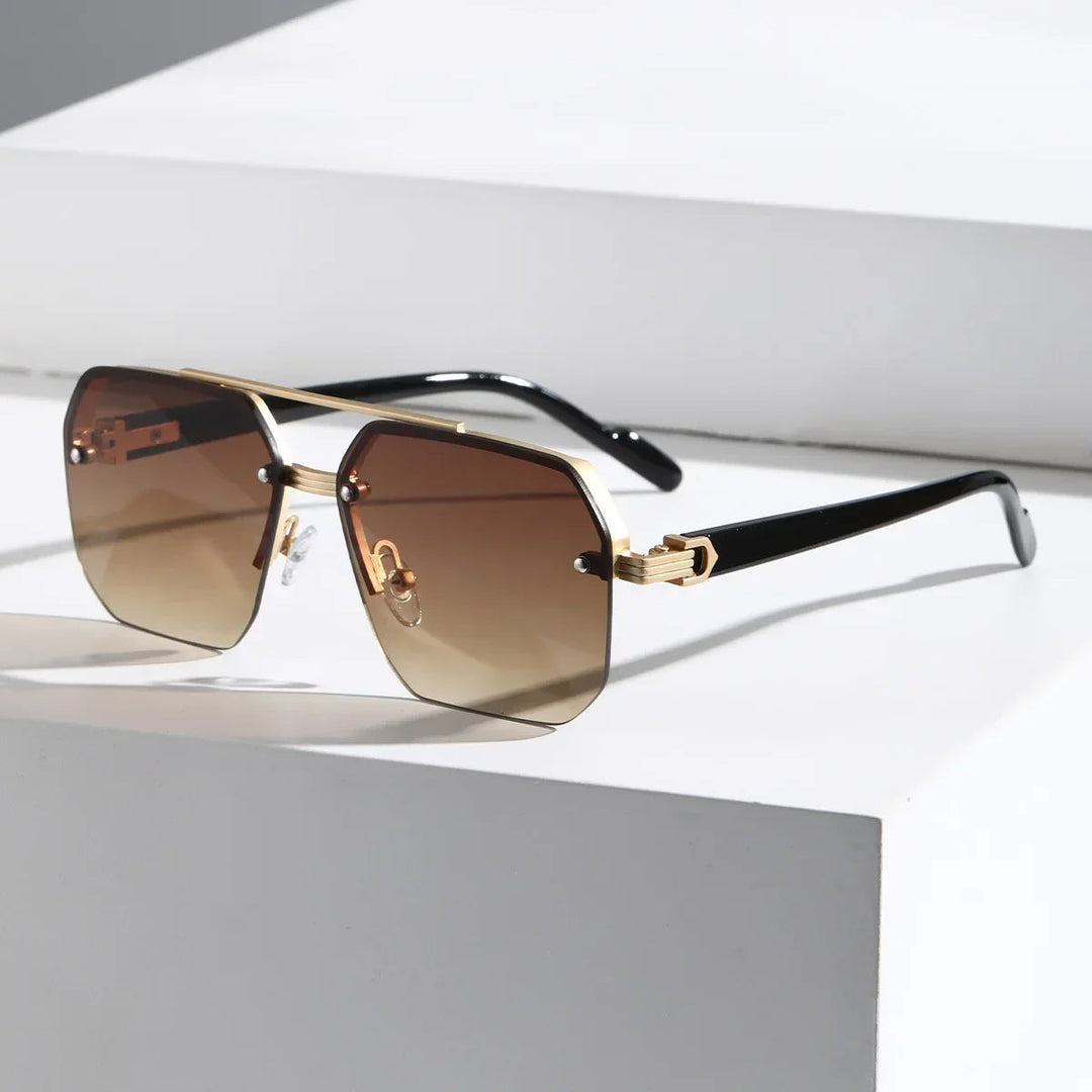 Onyx black mens geometric polarized sunglasses. Fashion eyewear with modern design, lightweight comfort & UV eye protection.