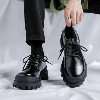 Men's modern low-top dress shoes with a chunky thick sole, perfect for smart casual or formal wear.