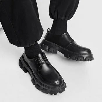 Comfortable men's dress loafers with a trendy thick sole, ideal for both casual and formal men's fashion.