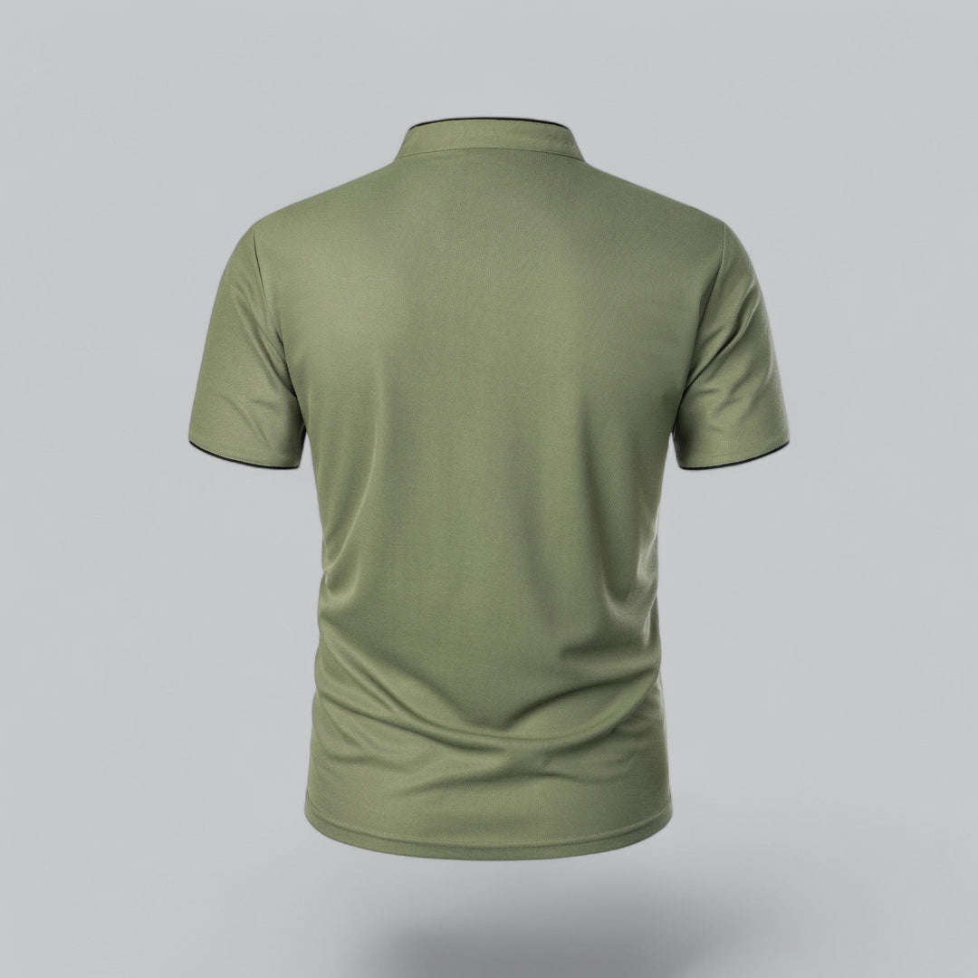 Men's summer top, collarless polo, Mandarin style, comfortable and stylish.