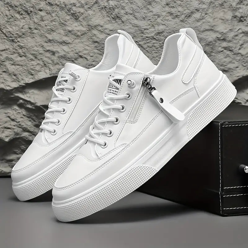 Sleek black men's side-zip sneakers, a versatile choice for modern casual and street fashion. Footwear.