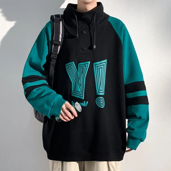 Matteo men's stand-up collar sweater, modern pullover, tailored fit, long sleeve for comfortable smart casual style.