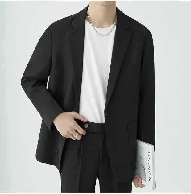 High-quality men's formal suit set, a tailored two-piece, ideal for business attire and elegant events.