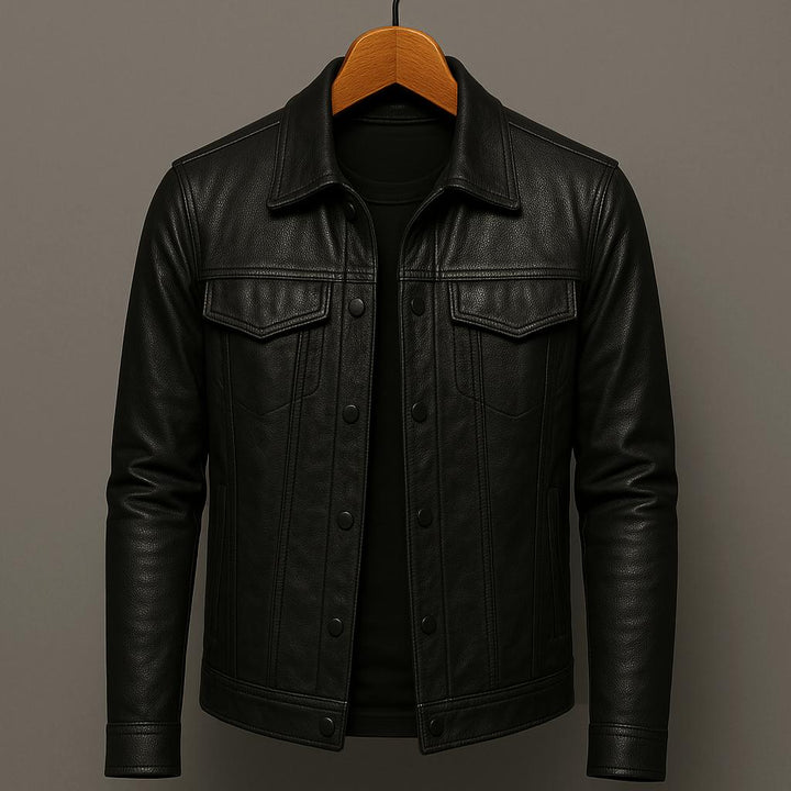 Men's modern tailored outerwear jacket. Stylish, sleek design for urban everyday wear. Perfect casual zipper jacket.