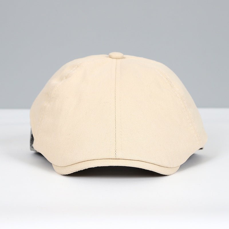 Cream Men's Classic Beret, an adjustable urban fashion hat for modern men's everyday style.