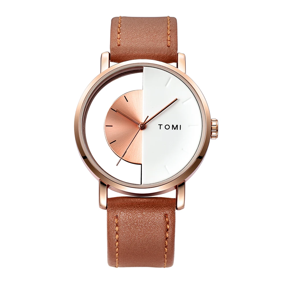Men's fashion statement: modern watch with eclipse dial & premium genuine leather strap.