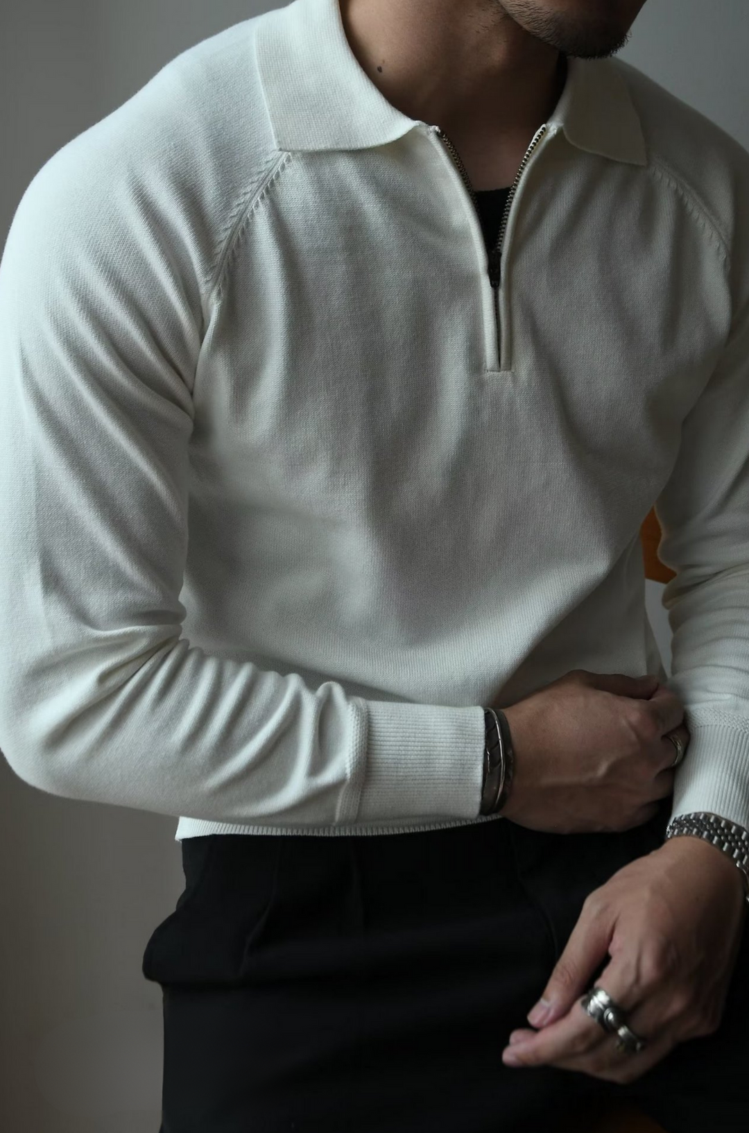 Comfortable men's modern fit zip polo shirt. Short sleeve top for versatile casual and smart casual wear.