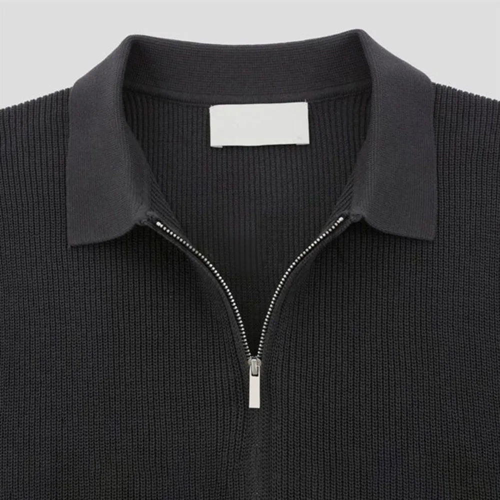 Fashionable men's modern polo with a zip-up design, perfect for a relaxed yet polished style.