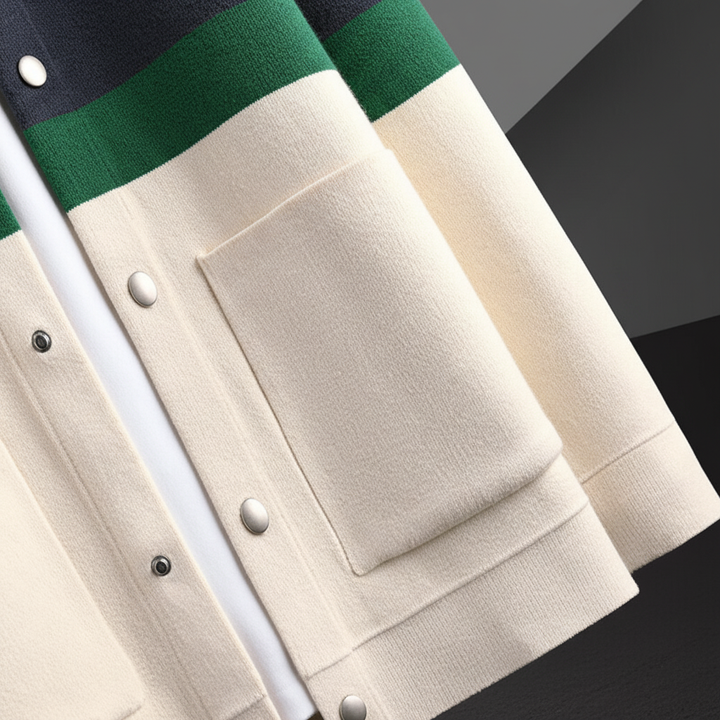 Comfort fit men's striped polyester vest with button closure, perfect for modern casual apparel