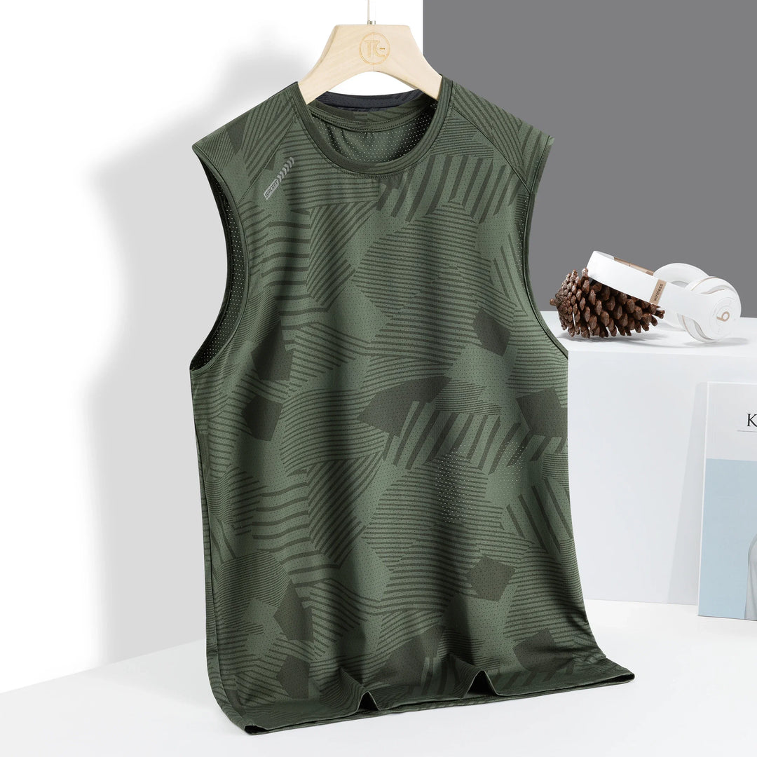 Quick-dry tech fabric men's Momentum athletic tank, ideal workout shirt for active fitness apparel.