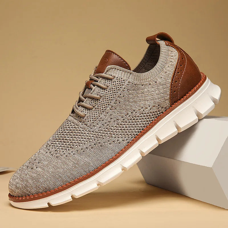 Khaki Men's Monac walking shoes, lightweight athletic sneakers designed for ultimate comfort and modern style.