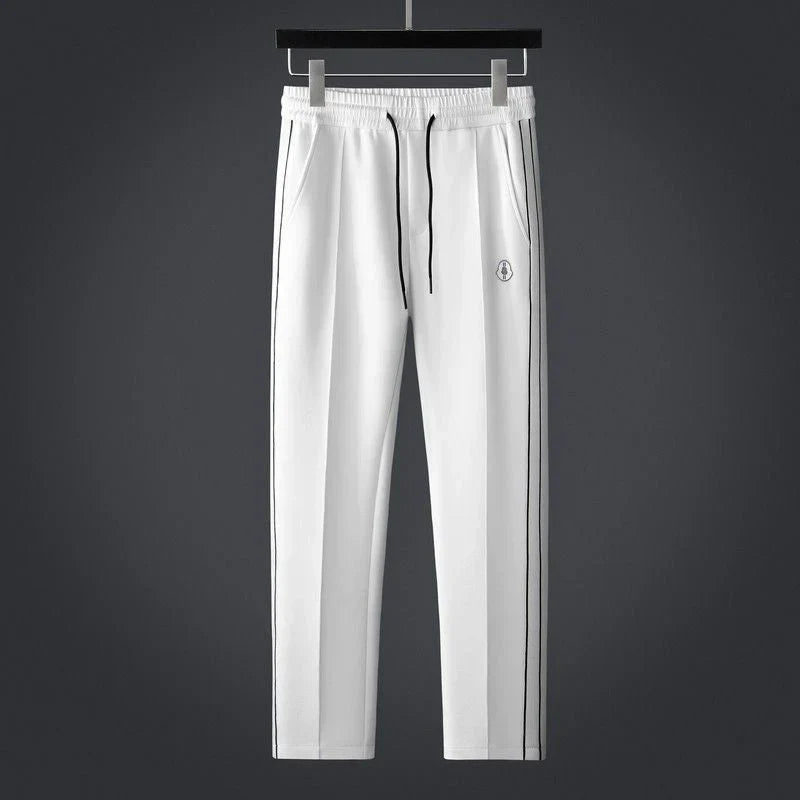 Comfortable Men's Stripe Set. Black and white Monaco design, perfect for stylish loungewear or casual outings.