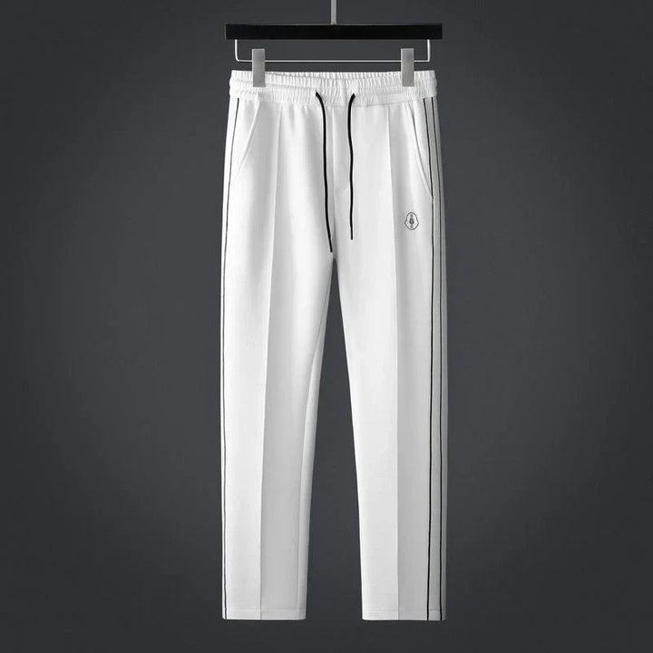 Comfortable Men's Stripe Set. Black and white Monaco design, perfect for stylish loungewear or casual outings.