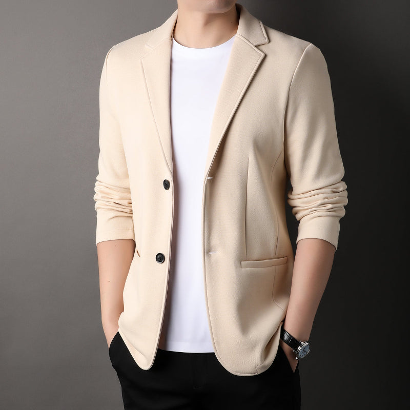 Stylish beige men's Monaco tailored blazer, perfect for smart business casual looks and sophisticated style.