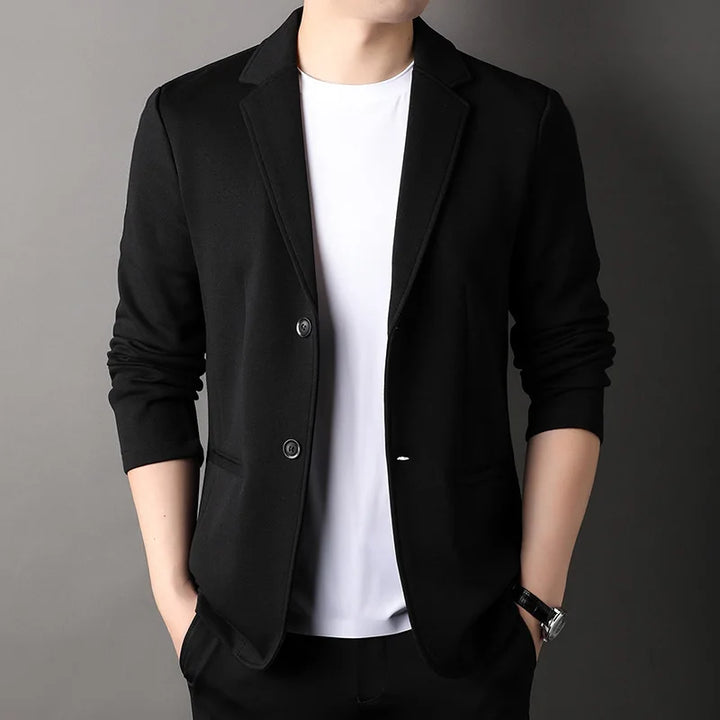 Elegant black men's Monaco tailored fit blazer, ideal formal wear for business meetings and special events.