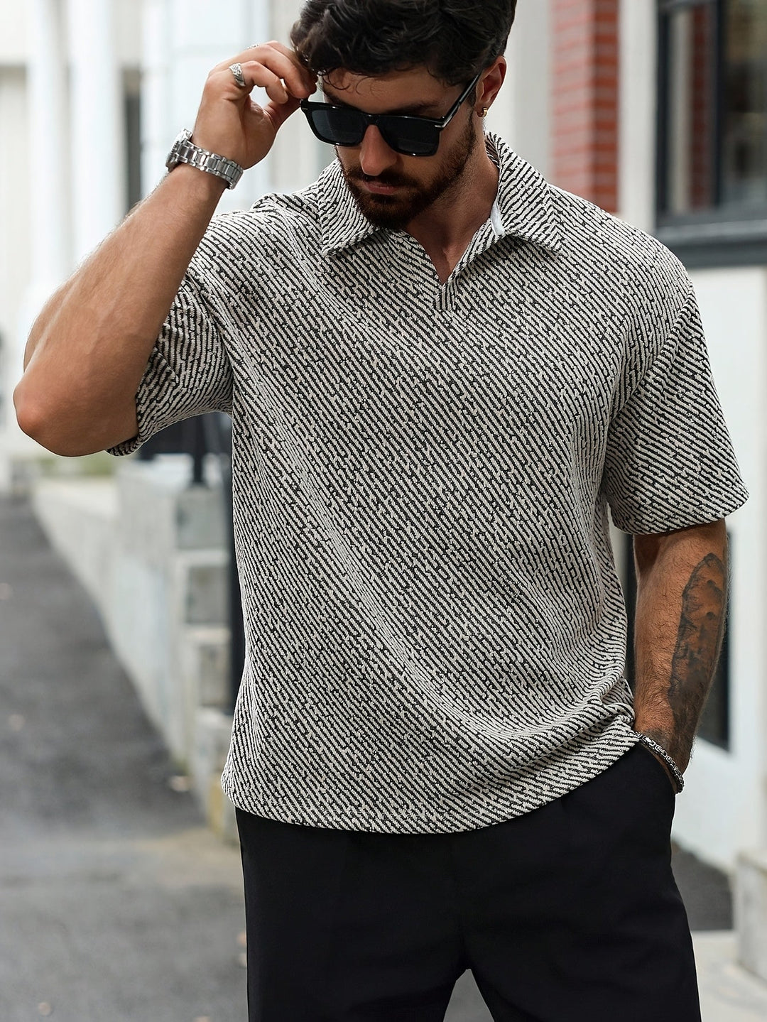 Relaxed fit men's Monaco polo, oversized with drop shoulder, great for casual fashion.
