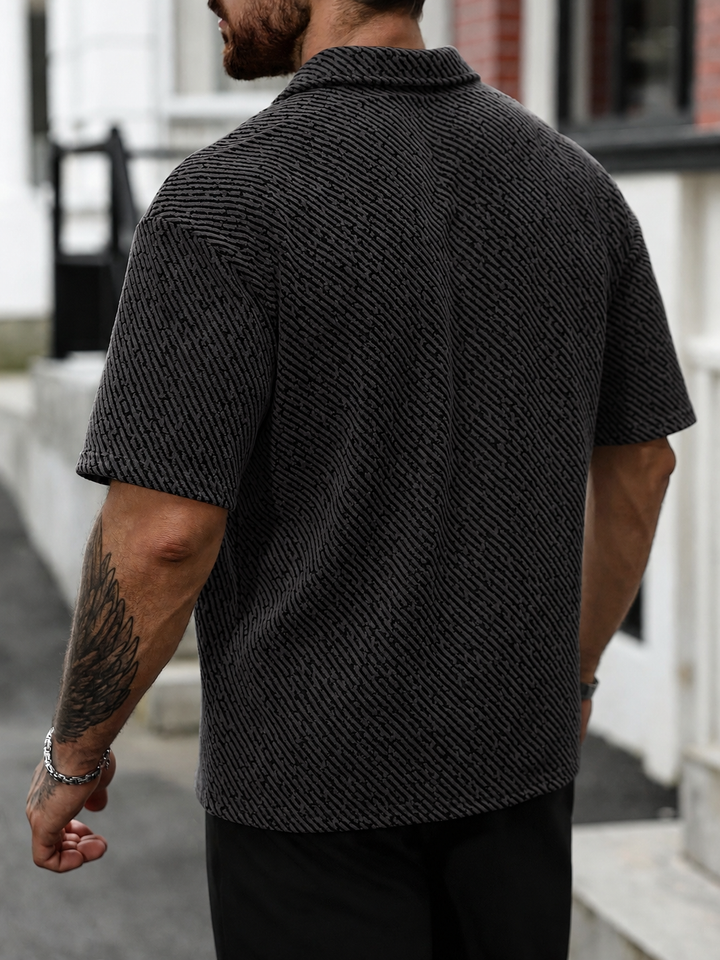 Monaco men's textured short sleeve polo shirt, a stylish top for relaxed summer fashion.