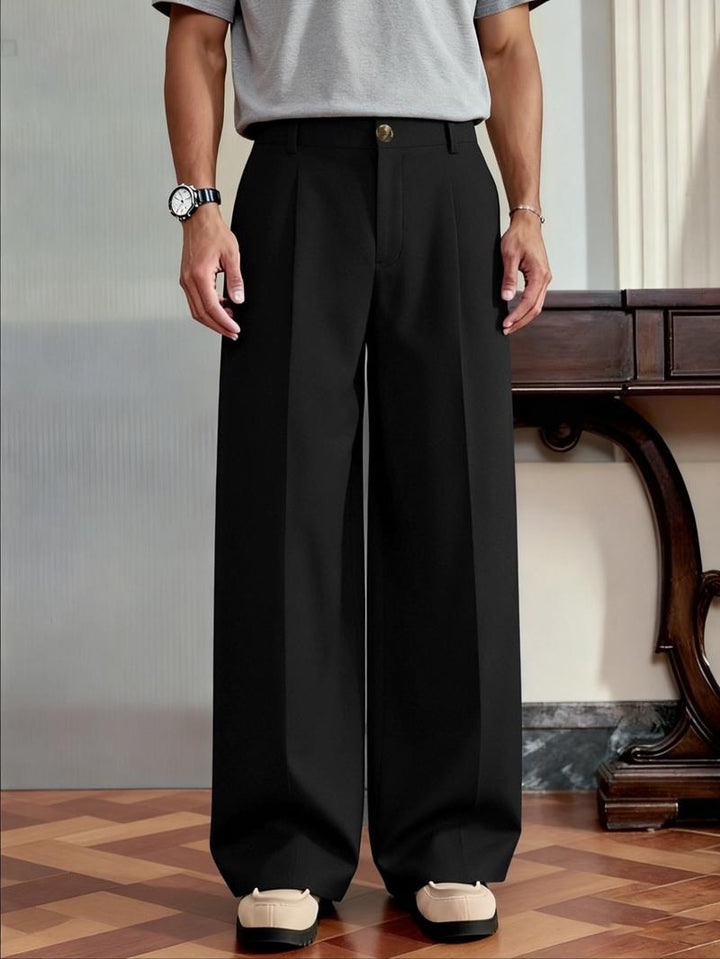 Men's Monaco Wide Leg Trousers in a tailored wool blend, perfect for formal or smart casual wear.