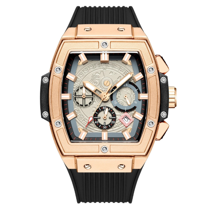 Durable Monarch silver sport watch for men; water resistant, multi-function dial, ideal for daily adventures.