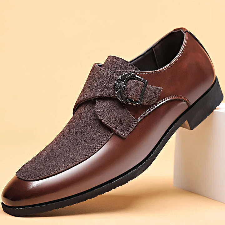 Men's Monarch slip-on loafers. Classic brown leather dress shoes for timeless style & unmatched comfort.