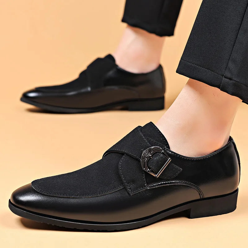 Classic men's loafers, the Monarch model. High-quality leather slip-on shoes for sophisticated comfort.