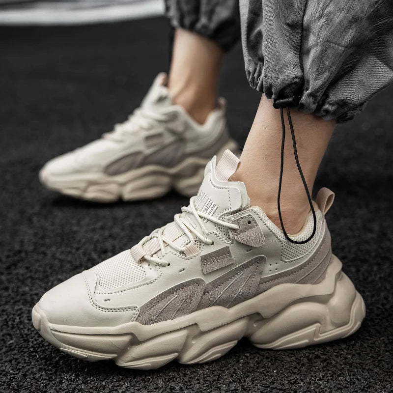 Comfortable men's chunky sneakers for walking, Monolith modern style, durable black footwear for casual wear.