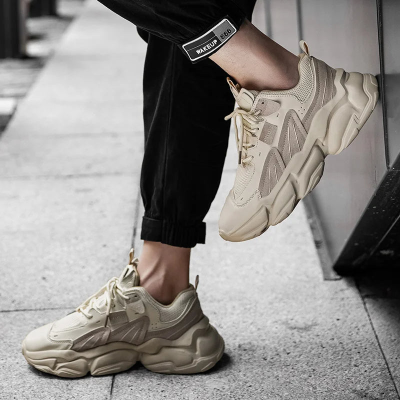 Durable men's Monolith chunky sneakers, versatile black footwear for casual walking and modern streetwear looks.