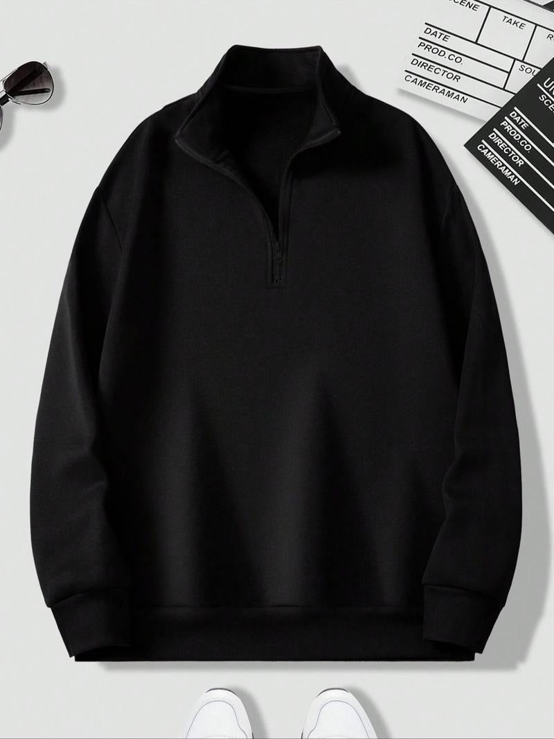 Man wearing Montesa half-zip sweatshirt. Relaxed fit pullover, ideal for modern casual wear, layering, and athletic style.