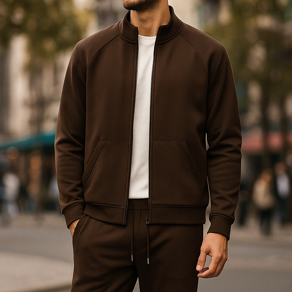 Men's Monza tailored tracksuit, a stylish two-piece set for travel, active fashion, and ultimate comfort.