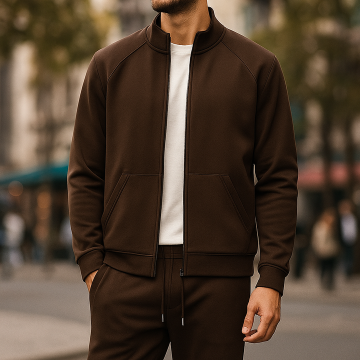 Men's Monza tailored tracksuit, a stylish two-piece set for travel, active fashion, and ultimate comfort.