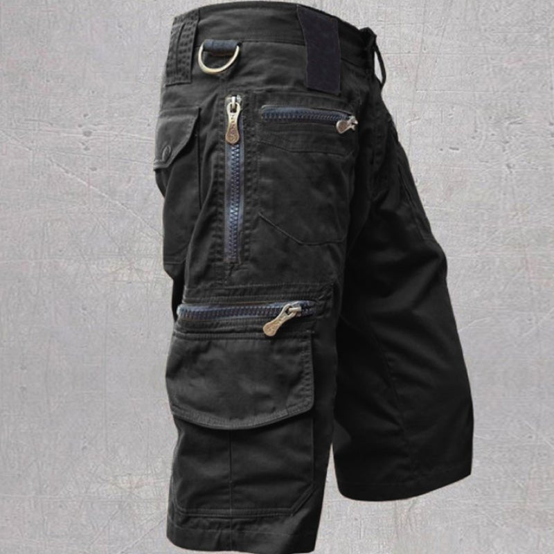 Stylish men's multi-pocket cargo shorts, designed for comfort, utility & versatile active summer wear.