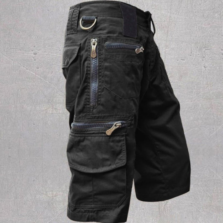 Stylish men's multi-pocket cargo shorts, designed for comfort, utility & versatile active summer wear.