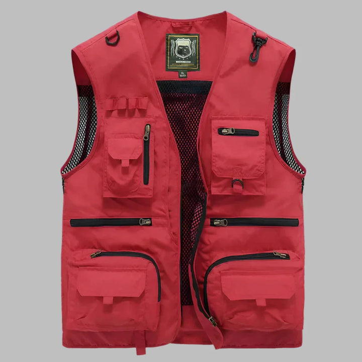 Men's multi-pocket outdoor vest, ideal for hiking, fishing & travel. Practical utility vest with many pockets.
