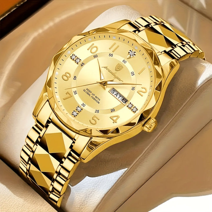 Modern men's waterproof sports watch, featuring dual display, chronograph & alarm clock for activewear.