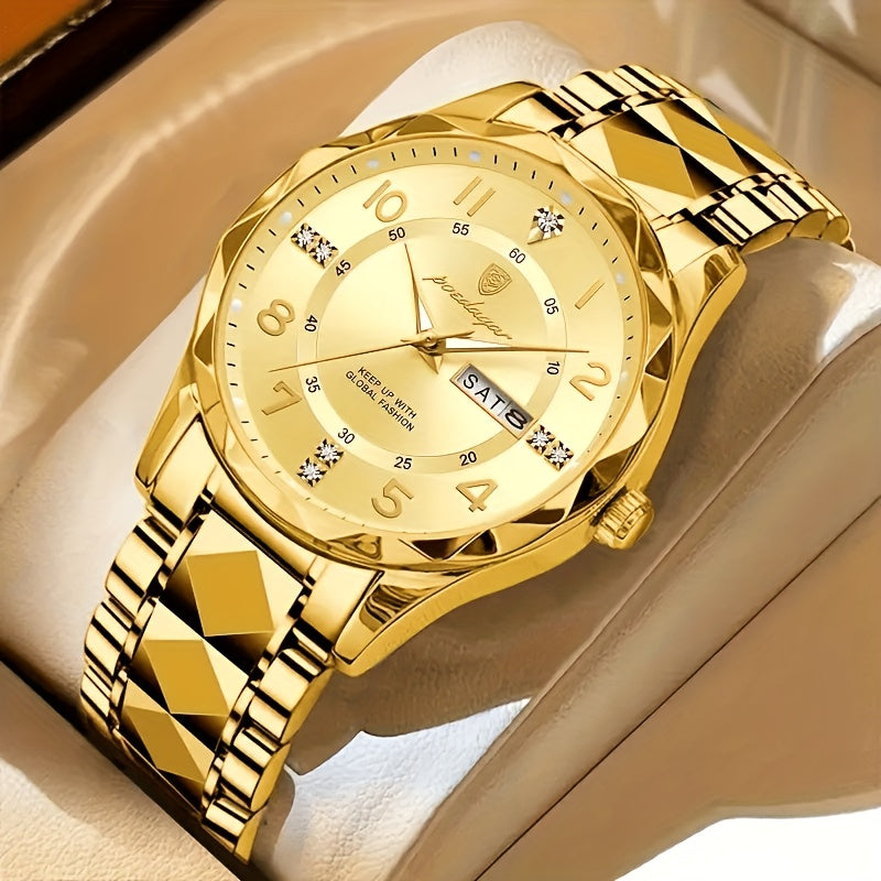 Black men's sports watch on a wrist, displaying time, date & stopwatch. Perfect for active outdoor enthusiasts.