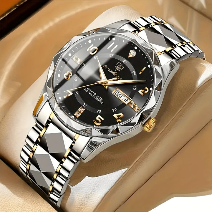 Durable men's waterproof sports watch for active lifestyles, featuring a clear dual display.