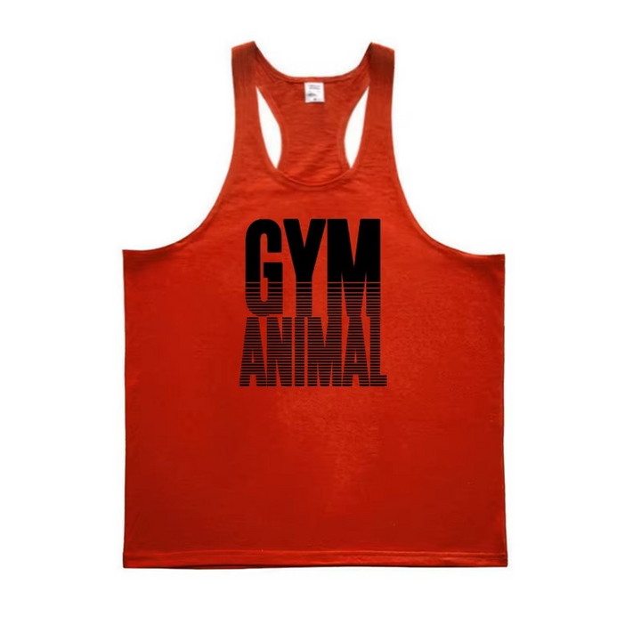 Men's y-back stringer tank top. Moisture-wicking muscle fit activewear for gym & training.
