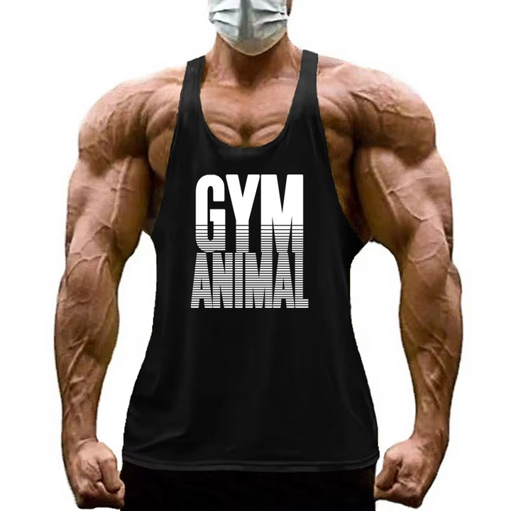 Comfortable men's muscle fit stringer tank top. Breathable gym & training activewear.