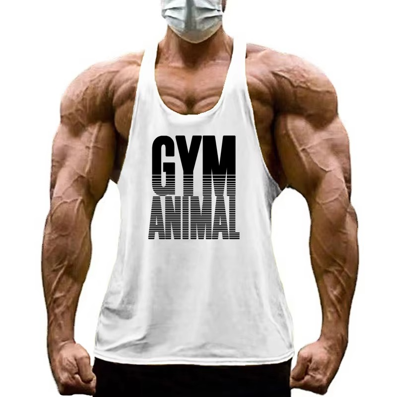 Athletic men's muscle fit stringer tank top. Stylish gym wear for bodybuilding & fitness.