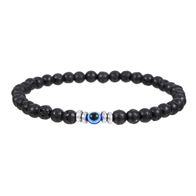 Men's natural stone evil eye energy bracelet for protection. Adjustable spiritual gemstone jewelry.