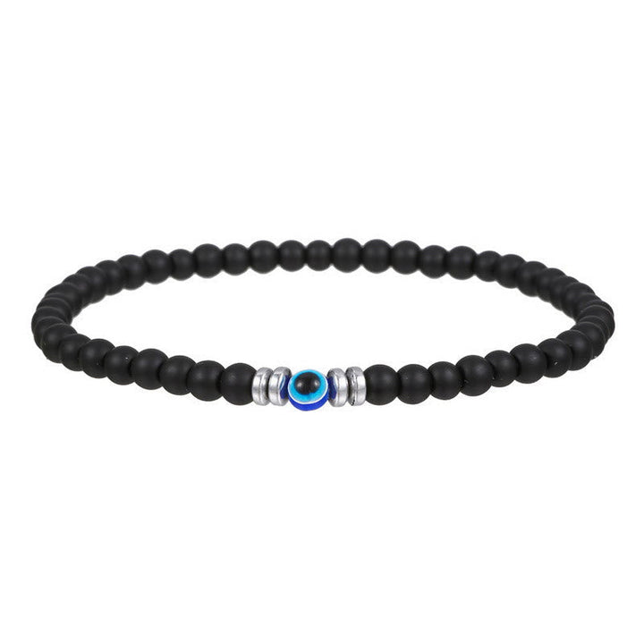 0.16-inch natural stone evil eye protection bracelet for men. Adjustable spiritual gemstone accessory.