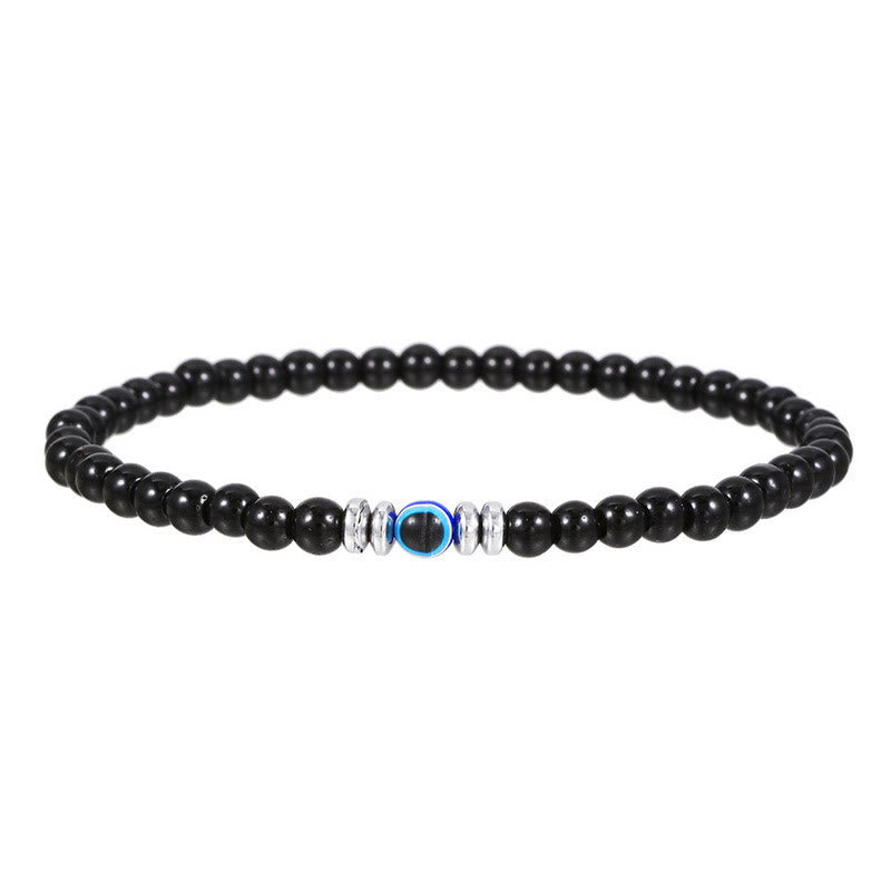 Men's spiritual protection evil eye energy bracelet. Natural gemstone beads for powerful style.