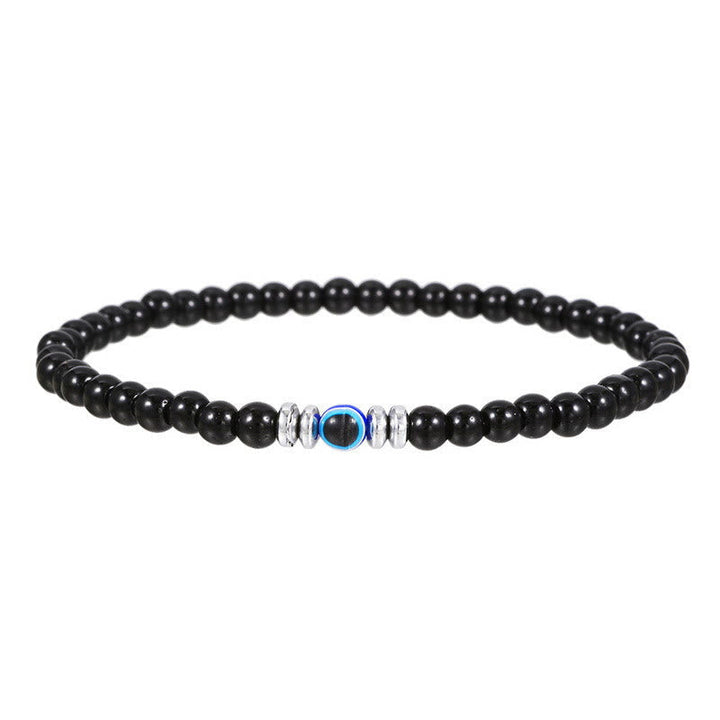 Men's spiritual protection evil eye energy bracelet. Natural gemstone beads for powerful style.