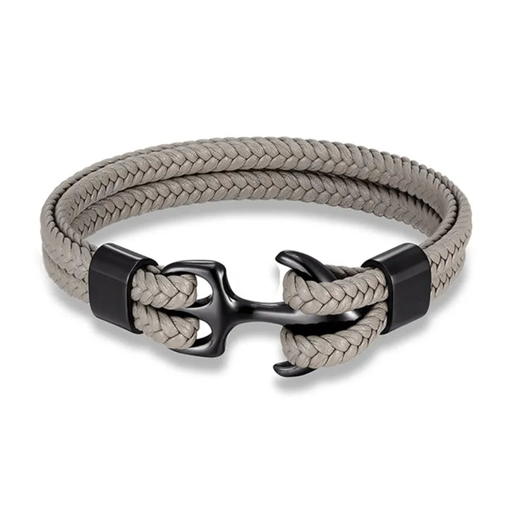 Versatile men's leather anchor bracelet, suitable for various styles and occasions