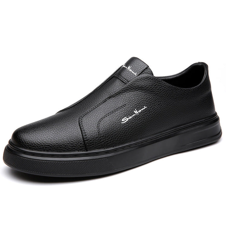 Back view of men's casual slip-on sneakers, emphasizing branding and comfortable heel design.