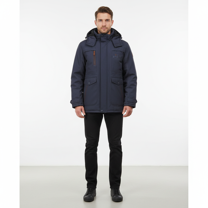 Men's fashionable padded jacket, hooded and water-repellent, suitable for winter